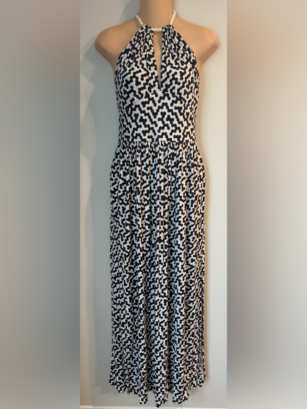 MILLY New York Geometric Halter Empire Waist Maxi Dress Resort wear size M